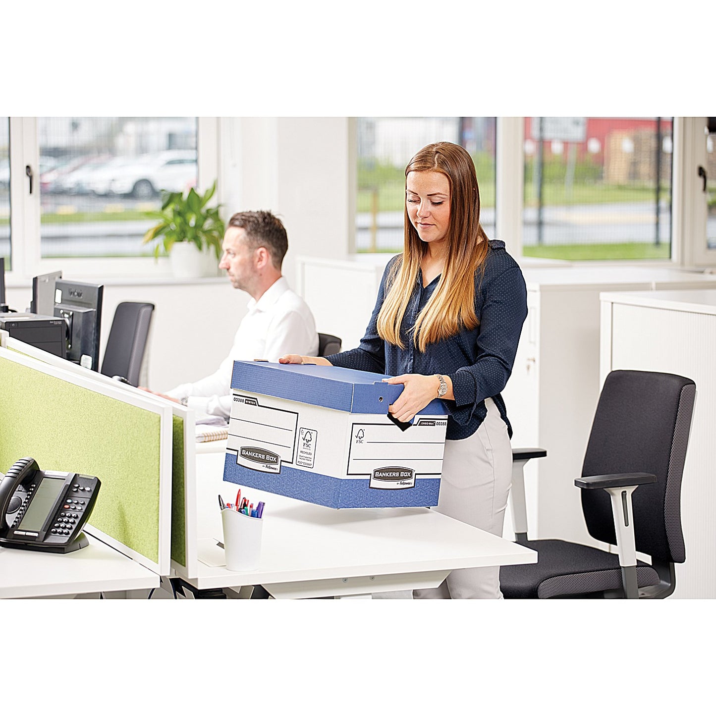 Bankers Box Ergo Stor Maxi FastFold Storage Boxes, Blue, Pack of 10