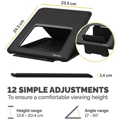Fellowes Breyta Laptop Riser, Adjustable Height and Tilt, Black