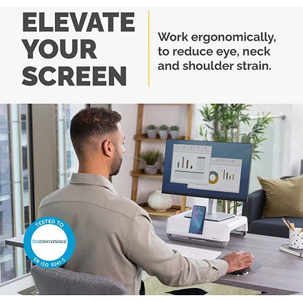 Fellowes Breyta Monitor Stand, Adjustable Height, White