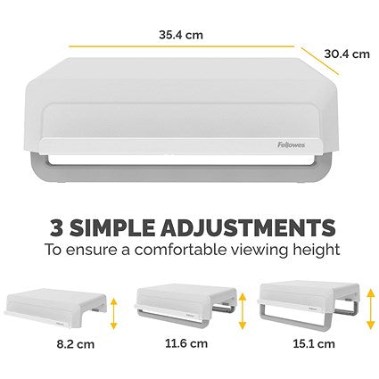Fellowes Breyta Monitor Stand, Adjustable Height, White