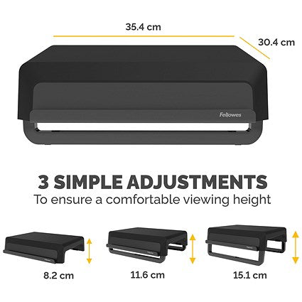 Fellowes Breyta Monitor Stand, Adjustable Height, Black