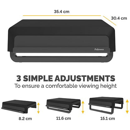 Fellowes Breyta Monitor Stand, Adjustable Height, Black