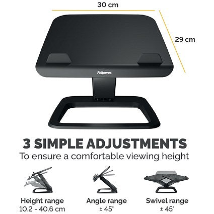 Fellowes Hana Laptop Riser, Adjustable Height and Tilt, Black