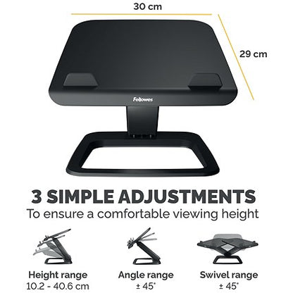 Fellowes Hana Laptop Riser, Adjustable Height and Tilt, Black