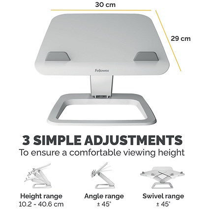 Fellowes Hana Laptop Riser, Adjustable Height and Tilt, White