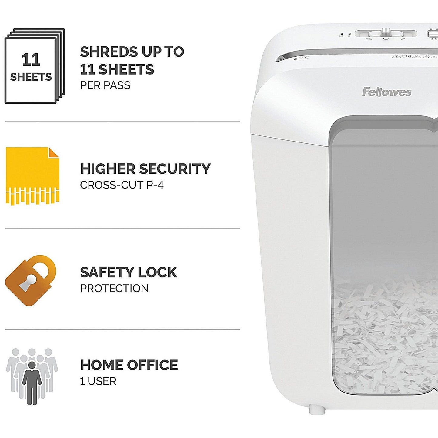 Fellowes Powershred LX70 P-4 Cross-Cut Shredder, 18 Litres, White