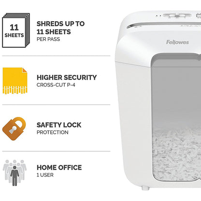 Fellowes Powershred LX70 P-4 Cross-Cut Shredder, 18 Litres, White