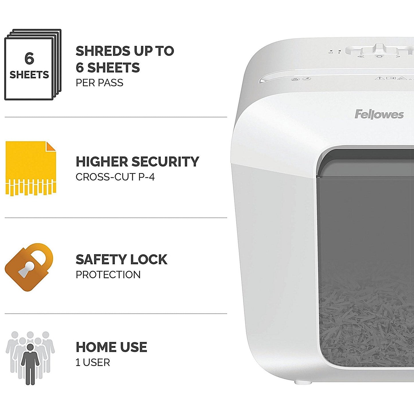 Fellowes Powershred LX25 P-4 Cross-Cut Shredder, 11.5 Litres, White
