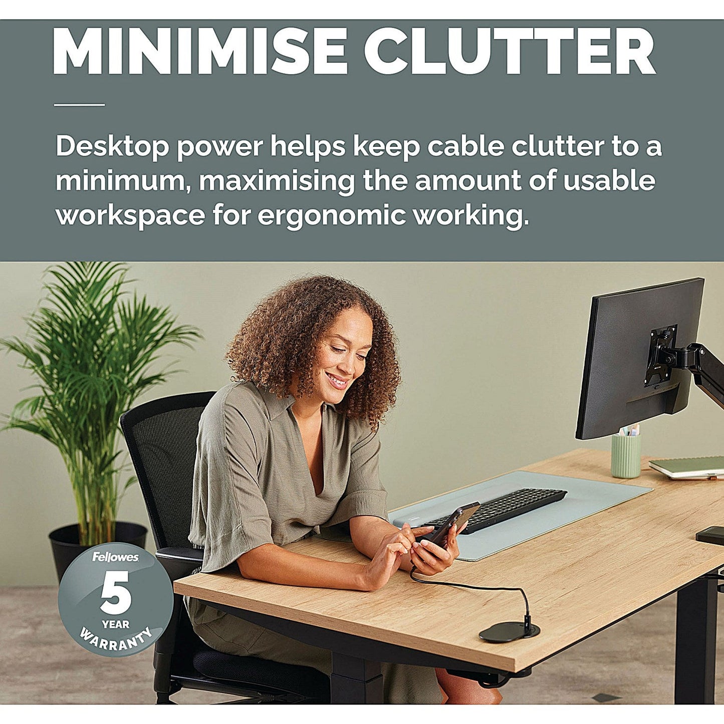 Fellowes Power Spot Type G UK/IE 1 Socket and 1 USB C Port Black