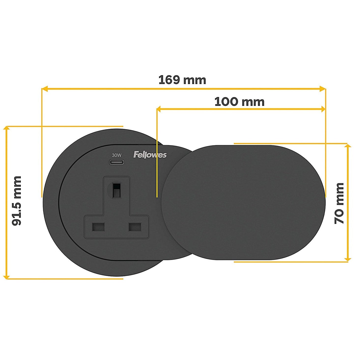 Fellowes Power Spot Type G UK/IE 1 Socket and 1 USB C Port Black Easy2Order : BB80632