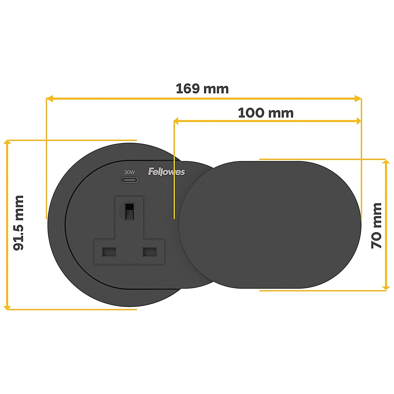 Fellowes Power Spot Type G UK/IE 1 Socket and 1 USB C Port Black Easy2Order : BB80632
