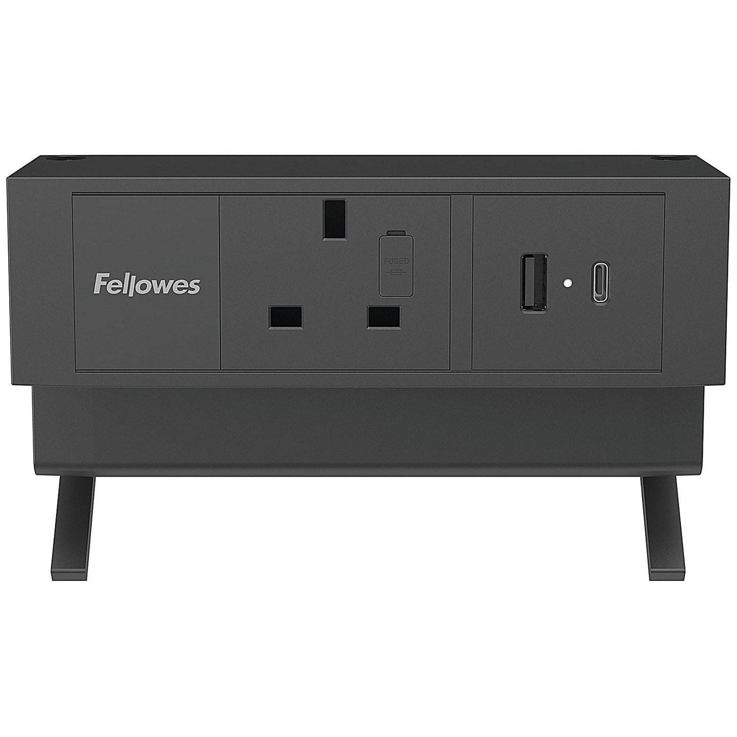 Fellowes Power Desk Type G UK/IE 1 Socket 1 USB-A + 1 USB-C Port Black