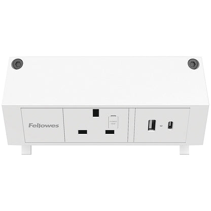 Fellowes Power Desk Type G UK/IE 1 Socket 1 USB-A + 1 USB-C Port White