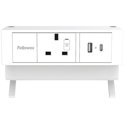 Fellowes Power Desk Type G UK/IE 1 Socket 1 USB-A + 1 USB-C Port White