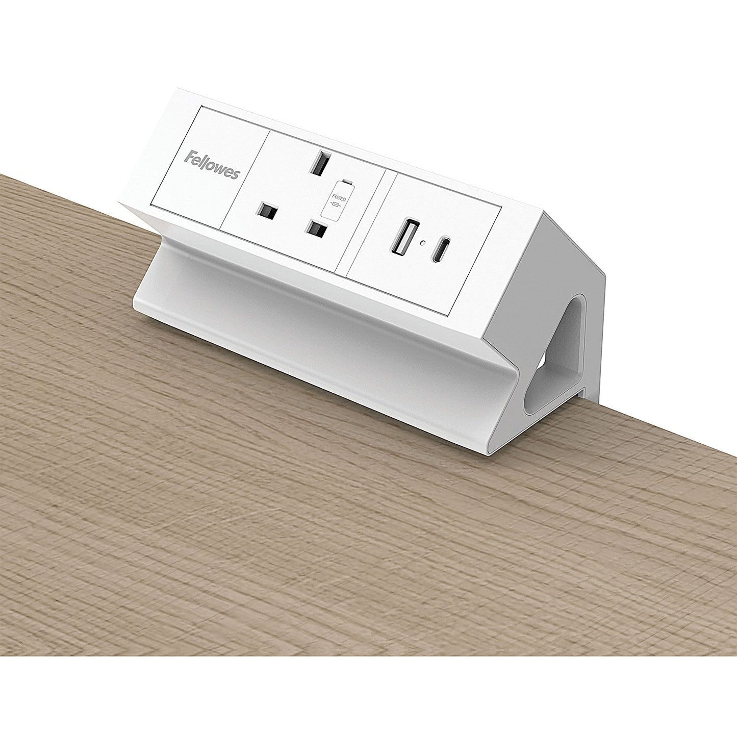 Fellowes Power Desk Type G UK/IE 1 Socket 1 USB-A + 1 USB-C Port White