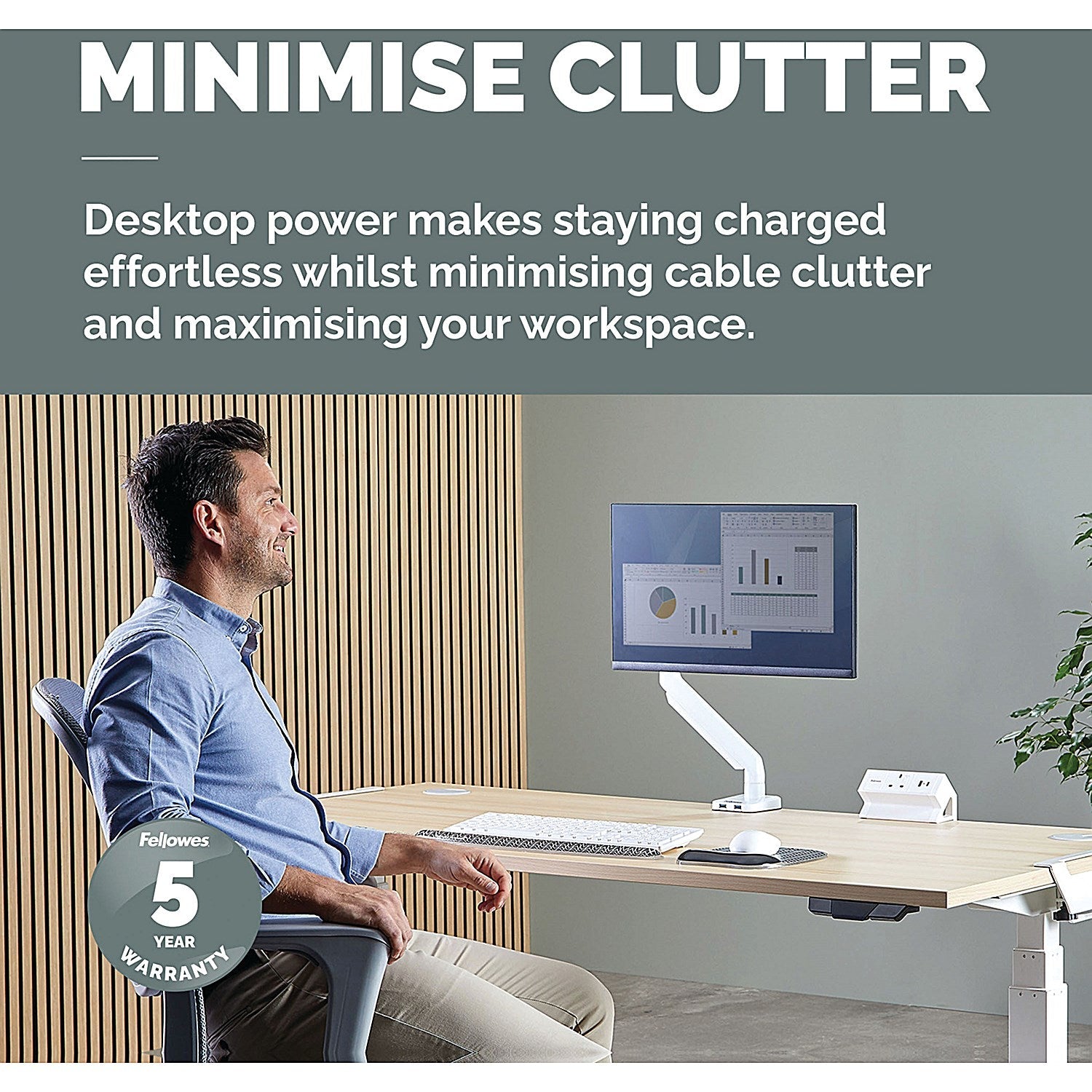 Fellowes Power Desk Type G UK/IE 1 Socket 1 USB-A + 1 USB-C Port White Easy2Order : BB80670
