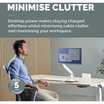 Fellowes Power Desk Type G UK/IE 1 Socket 1 USB-A + 1 USB-C Port White Easy2Order : BB80670