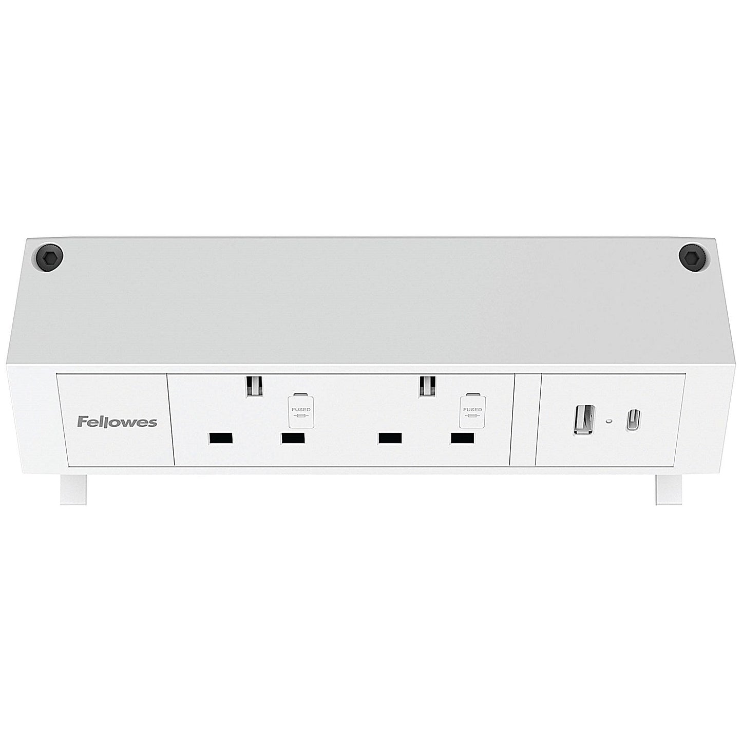 Fellowes Power Desk 2 Type G UK/IE 2 Sockets 1 USB-A + 1 USB-C Port White