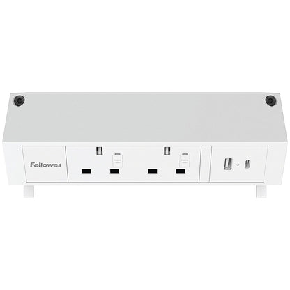 Fellowes Power Desk 2 Type G UK/IE 2 Sockets 1 USB-A + 1 USB-C Port White