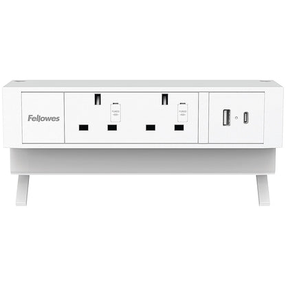 Fellowes Power Desk 2 Type G UK/IE 2 Sockets 1 USB-A + 1 USB-C Port White