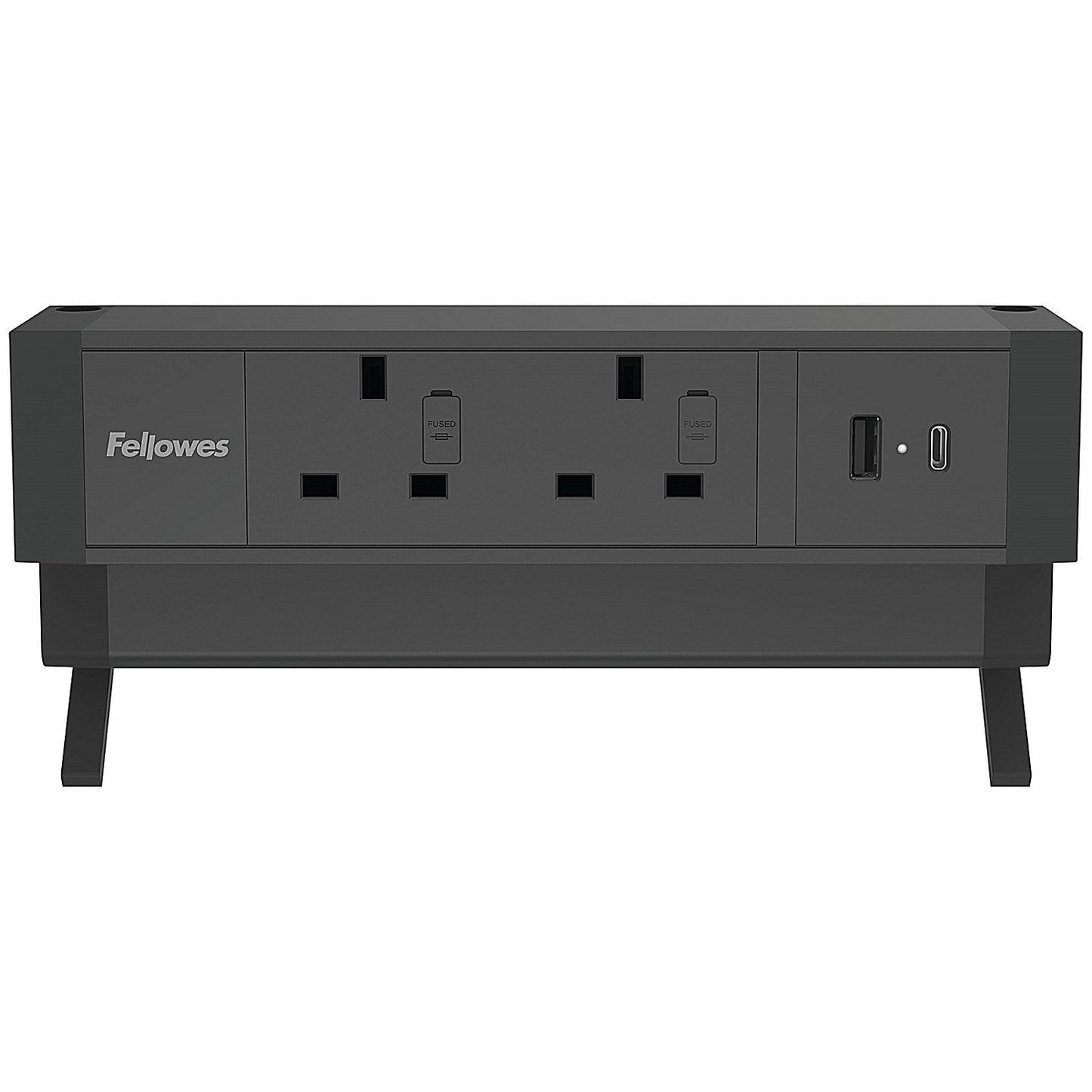 Fellowes Power Desk 2 Type G UK/IE 2 Sockets 1 USB-A + 1 USB-C Port Black
