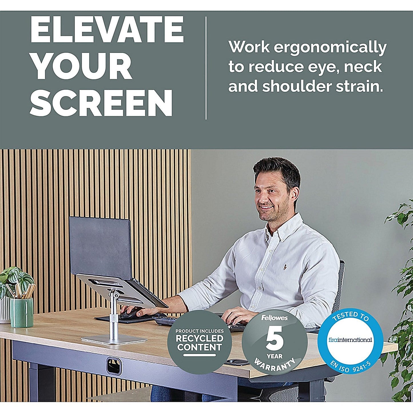 Fellowes Alumia Desk Based Laptop Stand Silver