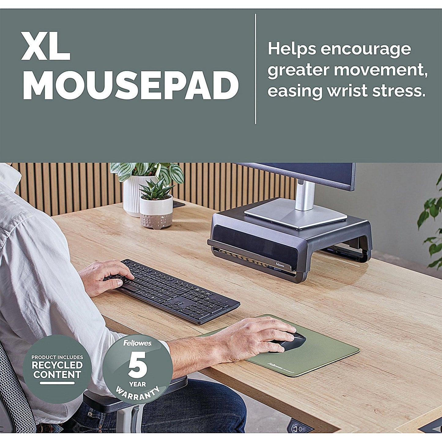 Fellowes Breyta XL Fabric Mouse Pad Sage