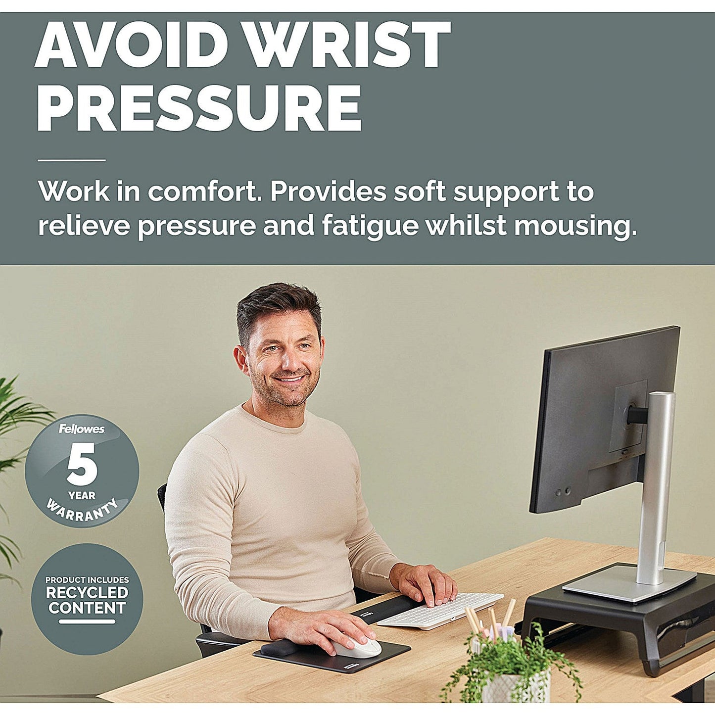 Fellowes Breyta Standard Mouse Pad Wrist Rest Black
