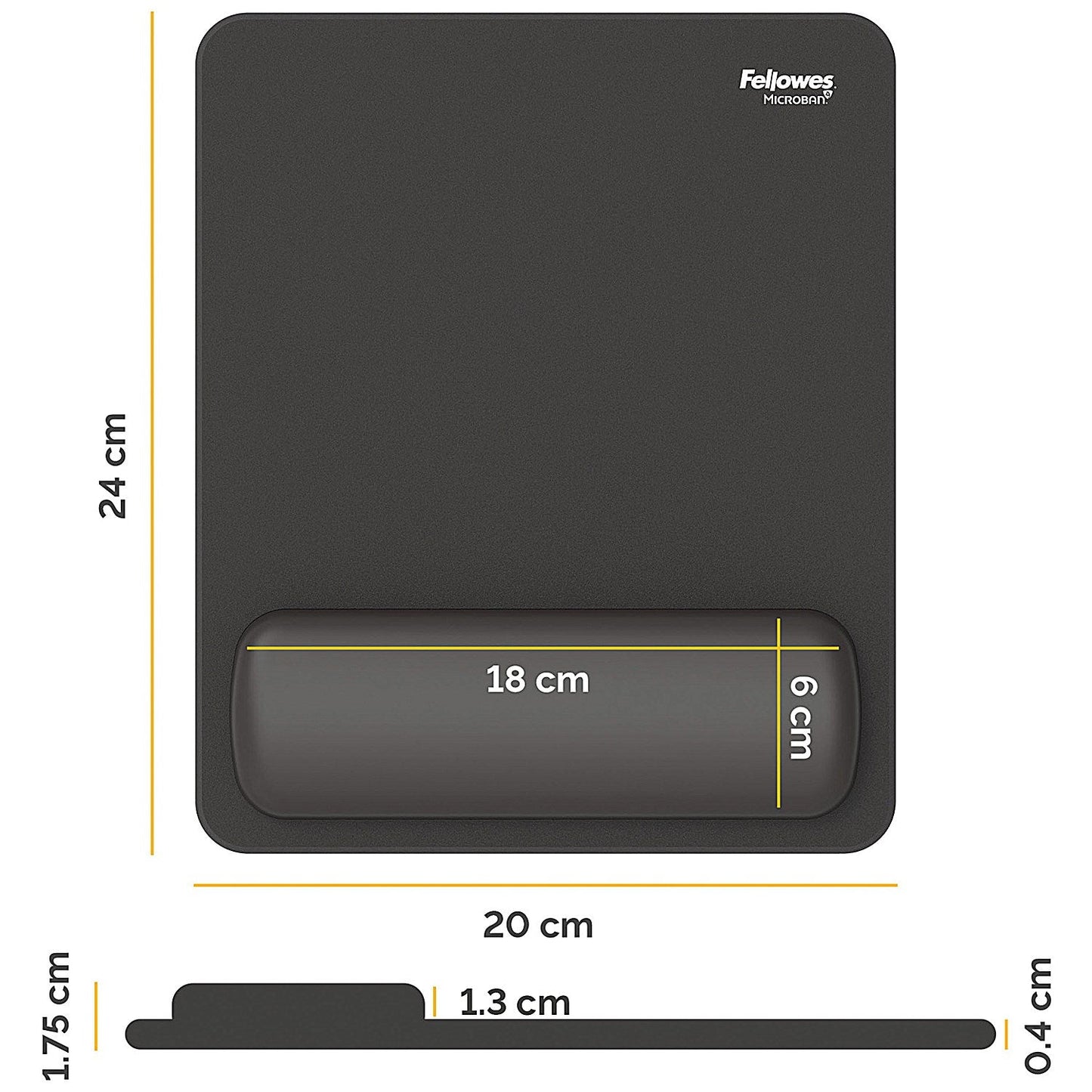 Fellowes Breyta Standard Mouse Pad Wrist Rest Black