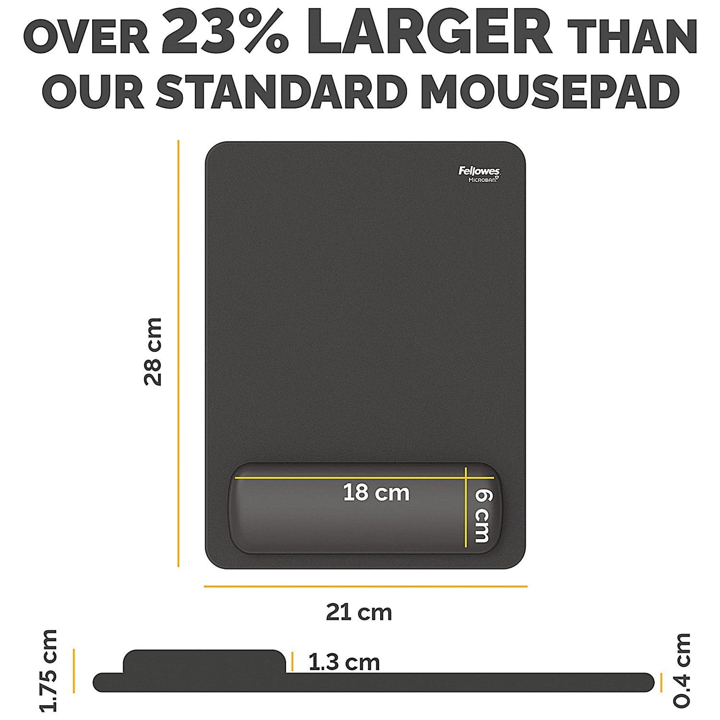 Fellowes Breyta XL Mouse Pad Wrist Rest Black