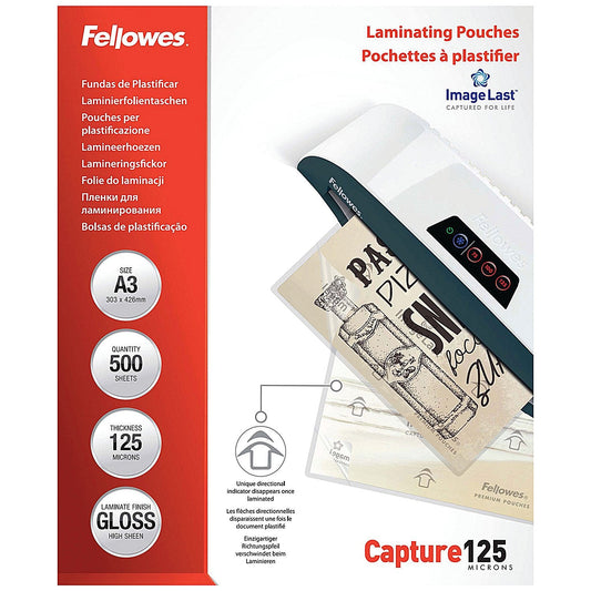 Fellowes Laminating Pouches 250 Micron Total Thickness Gloss A3 (Pack of 500) Easy2Order : BB81491