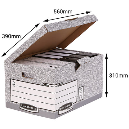 Bankers Box System Flip Top Storage Boxes, Grey, Pack of 10
