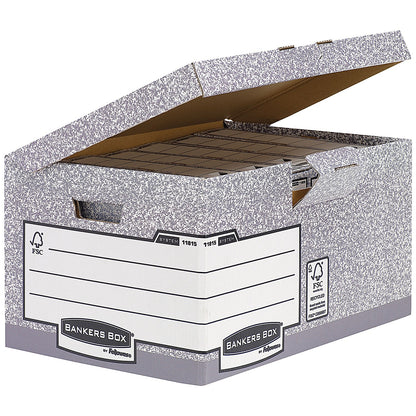 Bankers Box System Flip Top Storage Boxes, Grey, Pack of 10