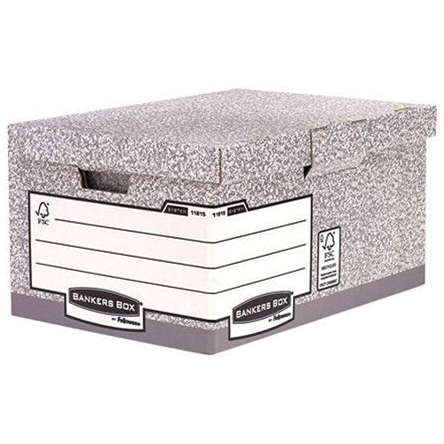 Bankers Box System Flip Top Storage Boxes, Grey, Pack of 10