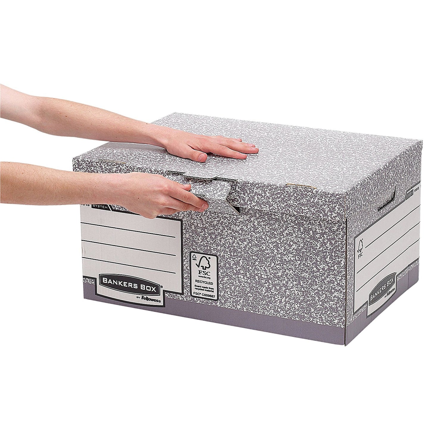 Bankers Box System Flip Top Storage Boxes, Grey, Pack of 10