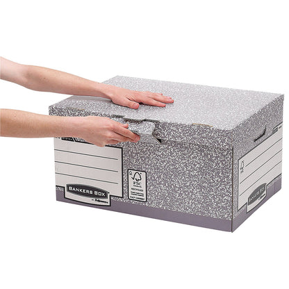 Bankers Box System Flip Top Storage Boxes, Grey, Pack of 10