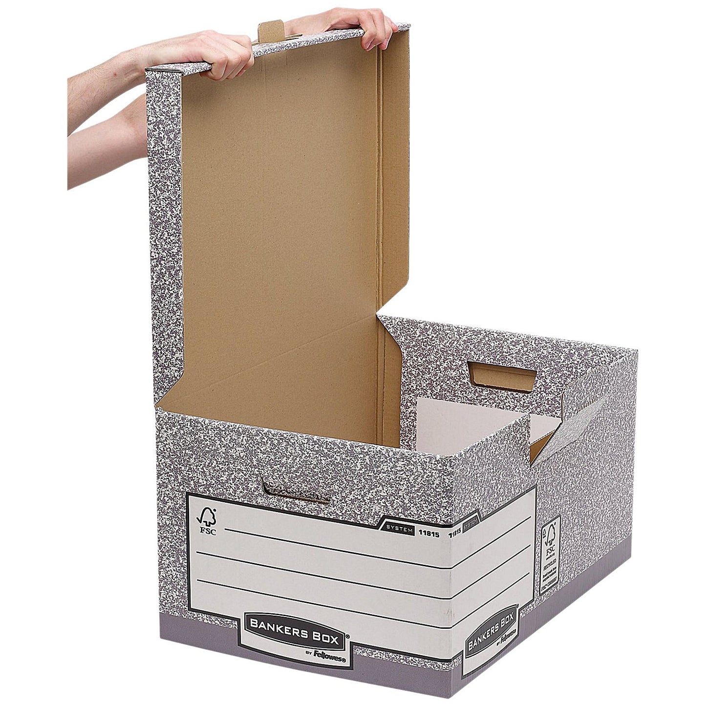 Bankers Box System Flip Top Storage Boxes, Grey, Pack of 10