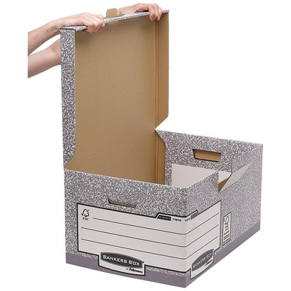 Bankers Box System Flip Top Storage Boxes, Grey, Pack of 10