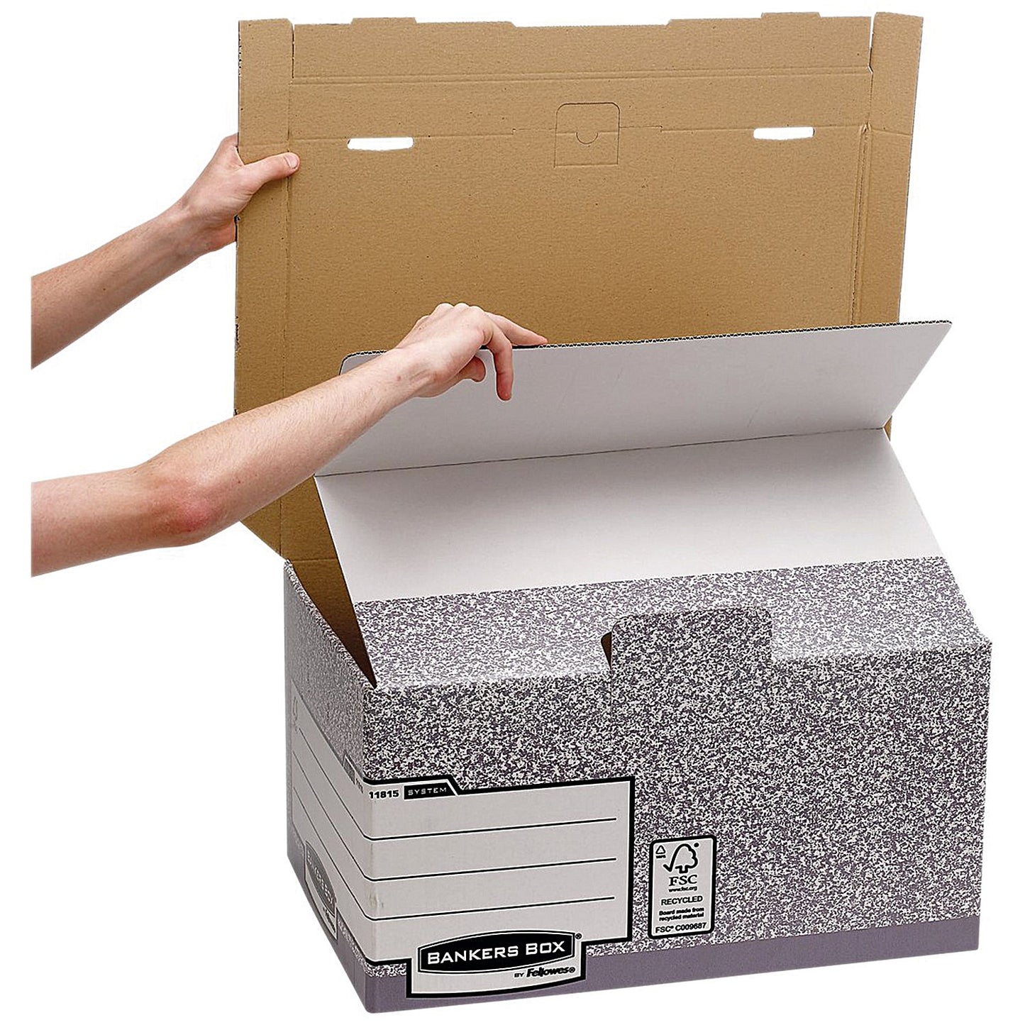 Bankers Box System Flip Top Storage Boxes, Grey, Pack of 10
