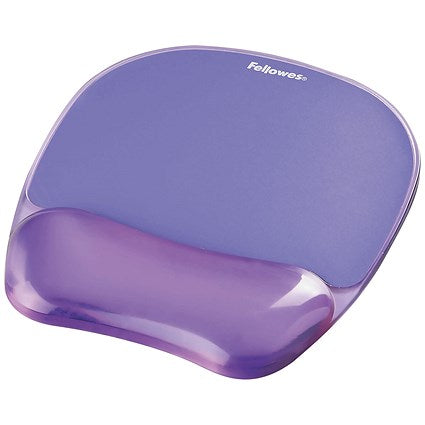 Fellowes Crystal Gel Mouse Mat, With Wrist Rest, Purple