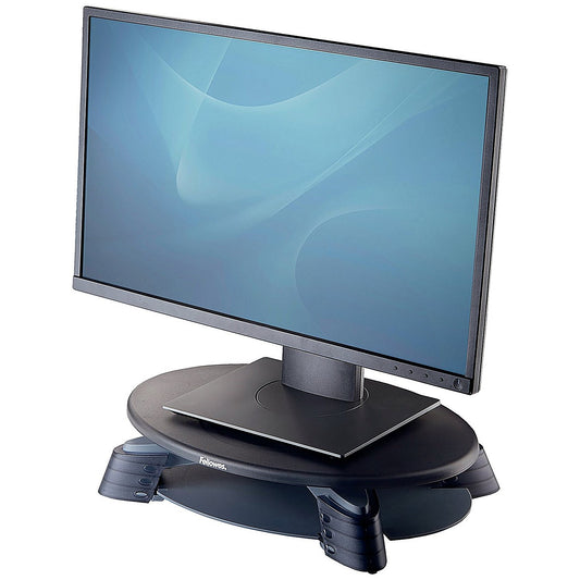 Fellowes Rotating Monitor Stand with Tray, Adjustable Height, Grey