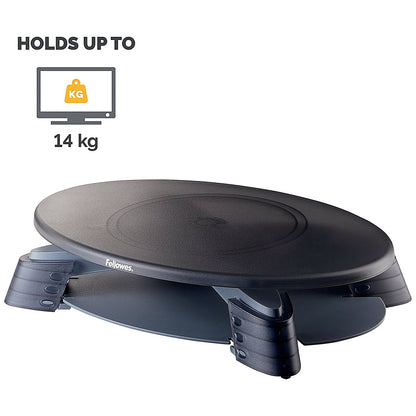 Fellowes Rotating Monitor Stand with Tray, Adjustable Height, Grey