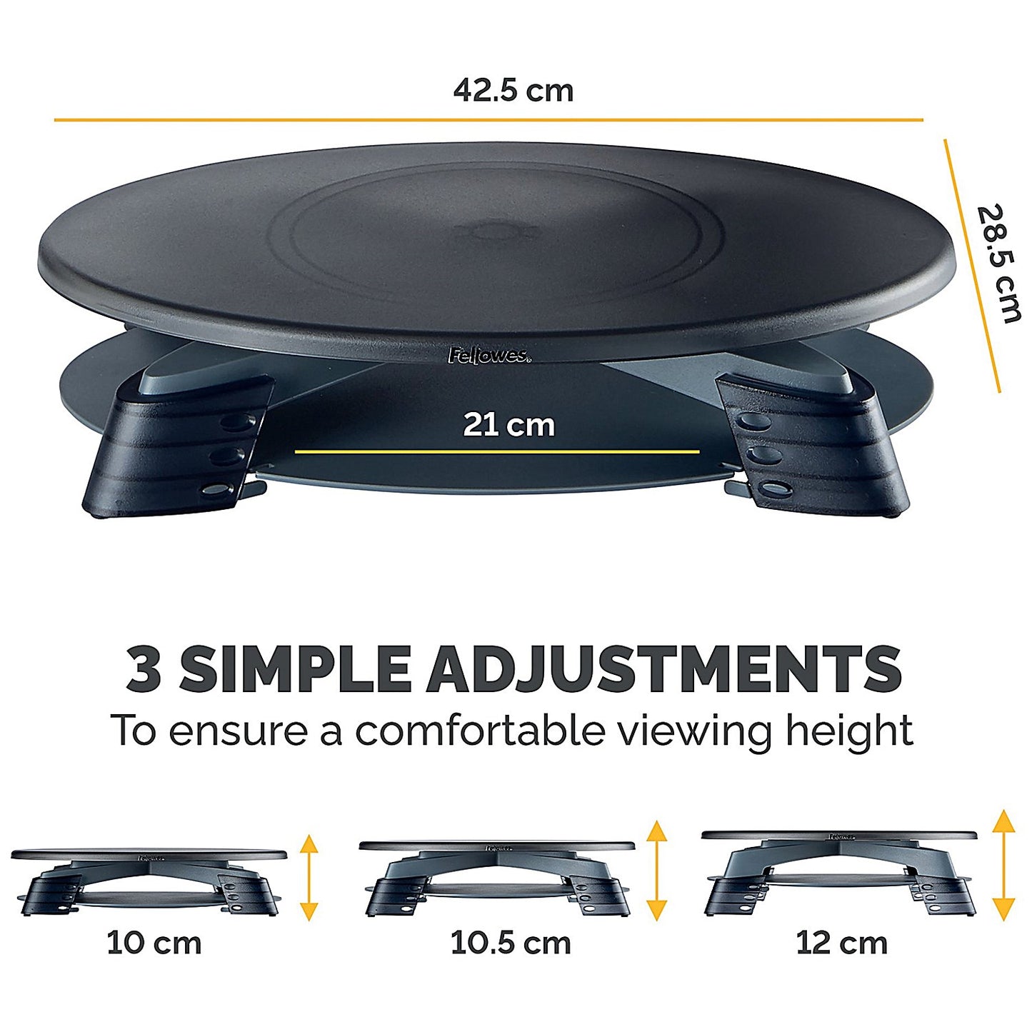 Fellowes Rotating Monitor Stand with Tray, Adjustable Height, Grey