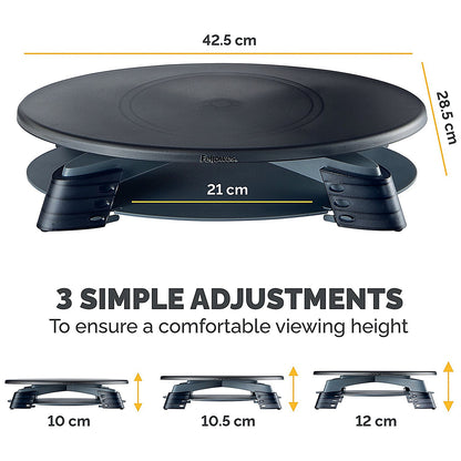 Fellowes Rotating Monitor Stand with Tray, Adjustable Height, Grey