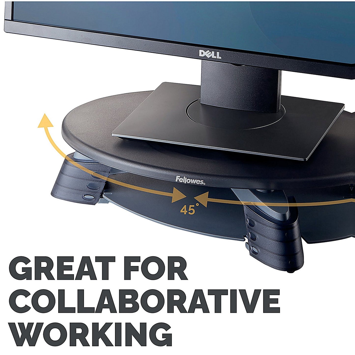 Fellowes Rotating Monitor Stand with Tray, Adjustable Height, Grey