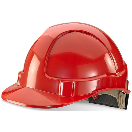 Beeswift Wheel Ratchet Vented Safety Helmet, Red Easy2Order : BBVSHRHRE