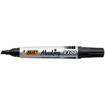 Bic 2300 Permanent Marker, Chisel Tip, Black, Pack of 12