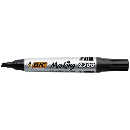 Bic 2300 Permanent Marker, Chisel Tip, Black, Pack of 12