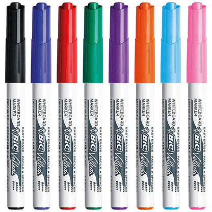 Bic Velleda 1741 Whiteboard Marker, Bullet Tip, Assorted, Wallet of 8