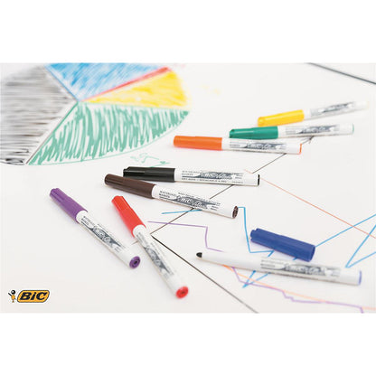 Bic Velleda 1741 Whiteboard Marker, Bullet Tip, Assorted, Wallet of 8